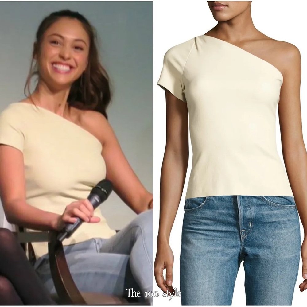 NWT Helmut Lang Ivory Leather One Shoulder Blouse  Size M